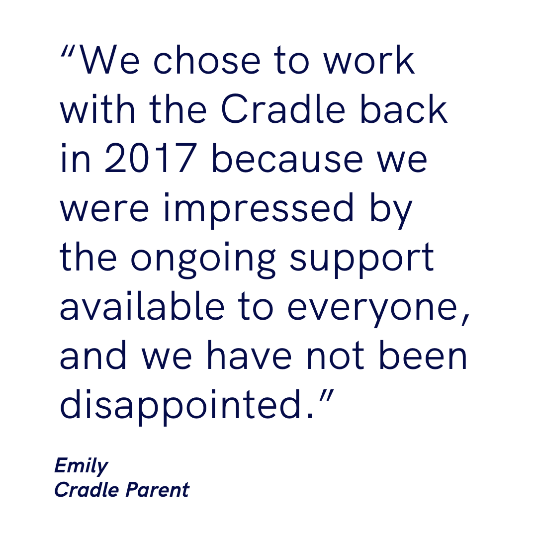 A quote describing The Cradle's ongoing support